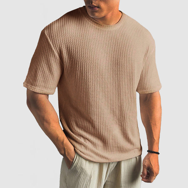 Men's Casual Knit Textured Breathable Crew Neck T-Shirt