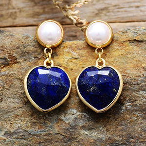 Heart shaped amethyst pearl earrings