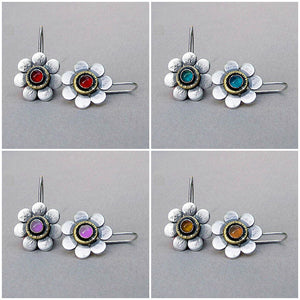 Retro Multi Color Flower Earrings