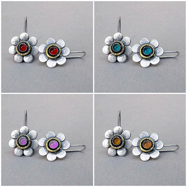 Retro Multi Color Flower Earrings