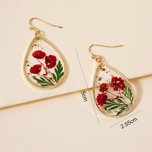 Droplet Shaped Dried Flower Earrings