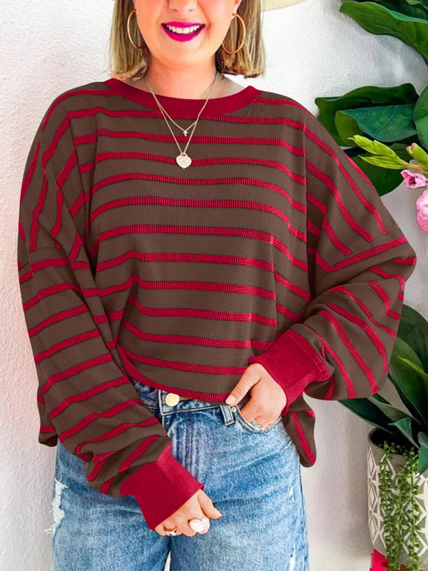 Lovelet Striped Contrast Long Sleeve Sweatshirt