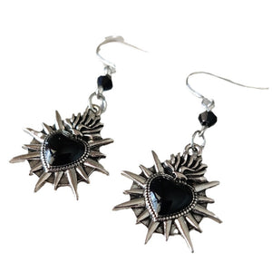 Gothic Black Heart Earrings