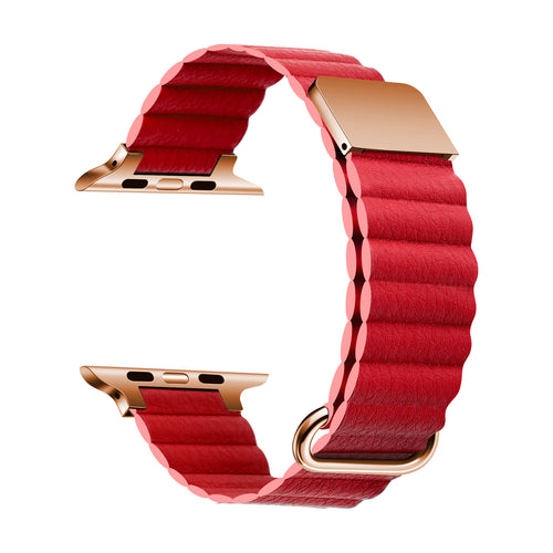 Men's Genuine Leather Magnetic Reverse Buckle Loop Strap