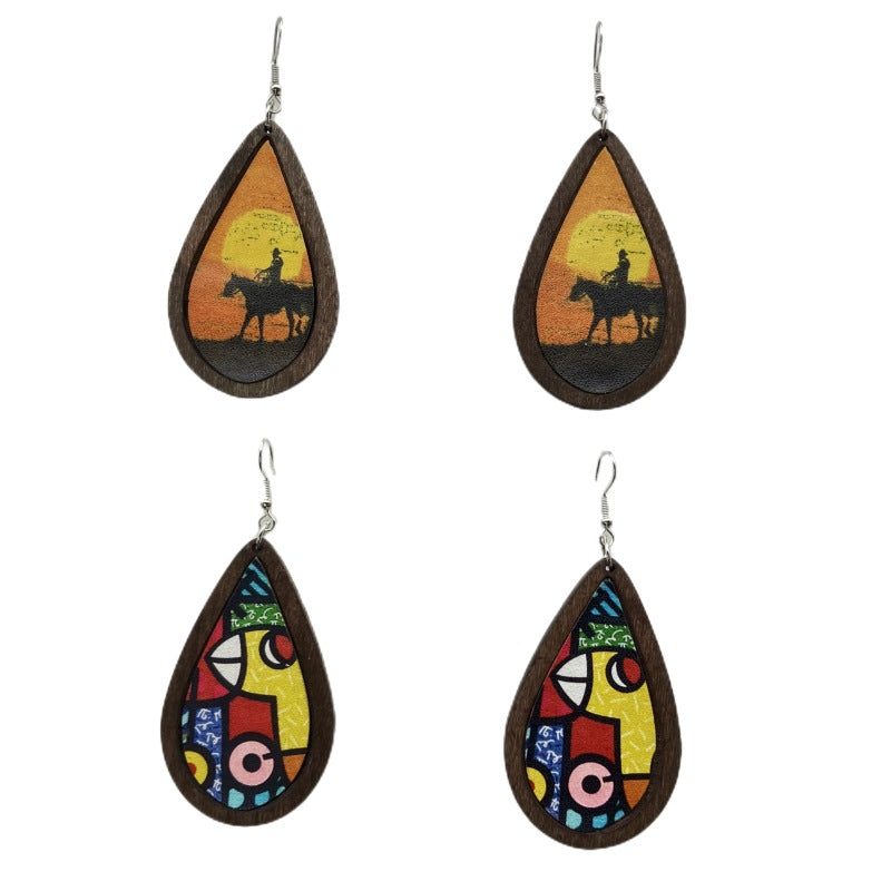 Retro Wooden Long Earrings