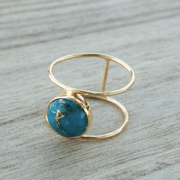 Natural Turquoise Gold Ring