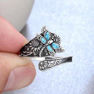 【Bohemian】Turquoise Wrap Ring, Dragonfly and Sunflower Pattern, Simple and Cute, Handmade, Perfect for Gifting, Mother's Day Special Recommendation