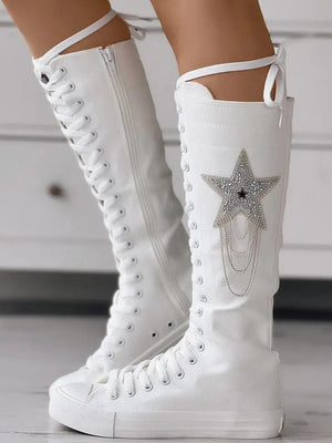 Lace-up Canvas Boots