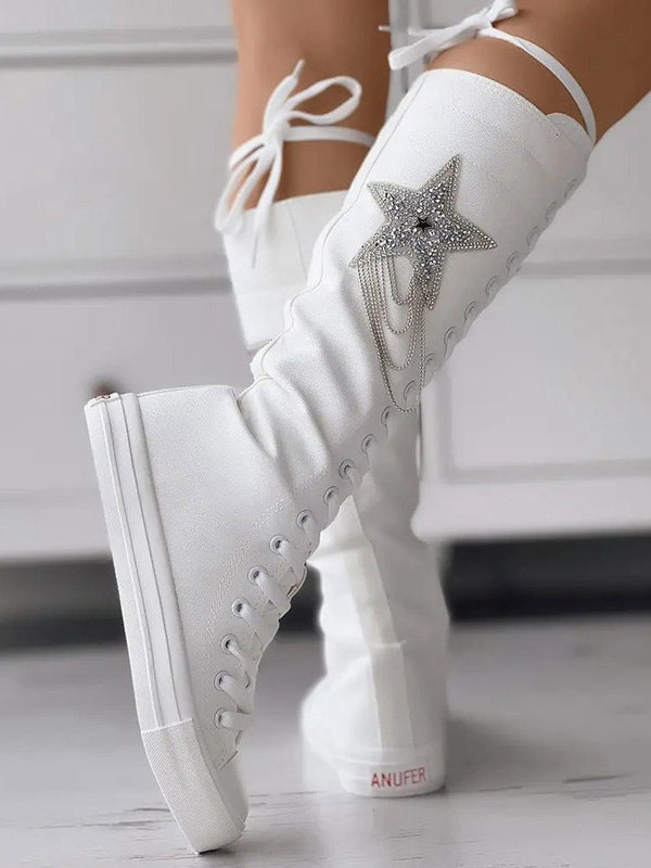 Lace-up Canvas Boots