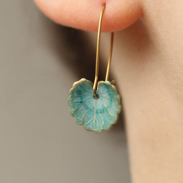 Vintage Blue Leaf Earrings