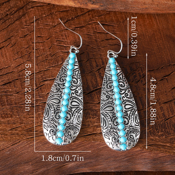 Retro Turquoise Water Drop Earrings