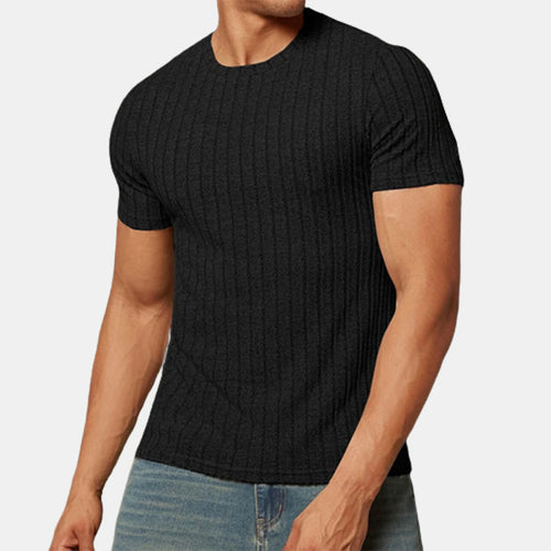 Summer round neck striped casual men's T-shirt