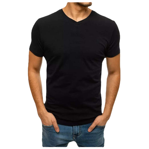 Summer Men's Cotton Loose Relaxed Solid Color T-shirt