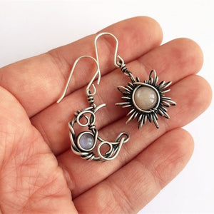 Bohemian Vintage Sun Moon Earrings