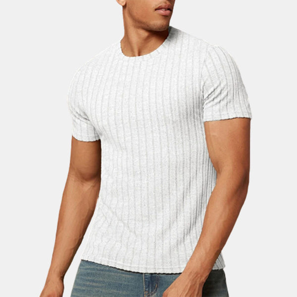 Summer round neck striped casual men's T-shirt