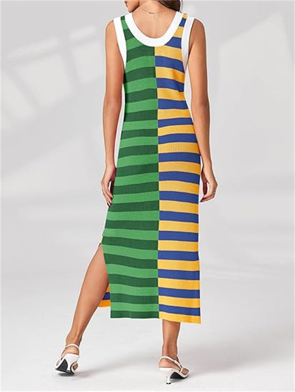 Womens Summer Striped Dress Sleeveless