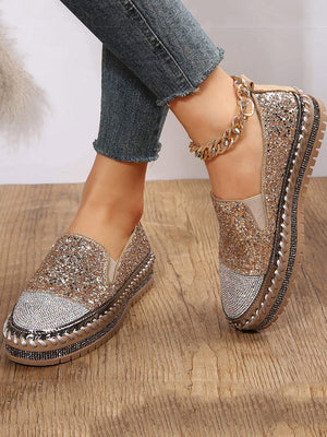 Rhinestone Sequin Slip-on Loafer Shoes