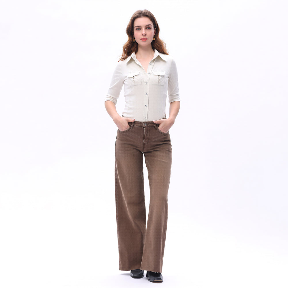 ONESO Earthy Mid Rise Wide Leg Jeans