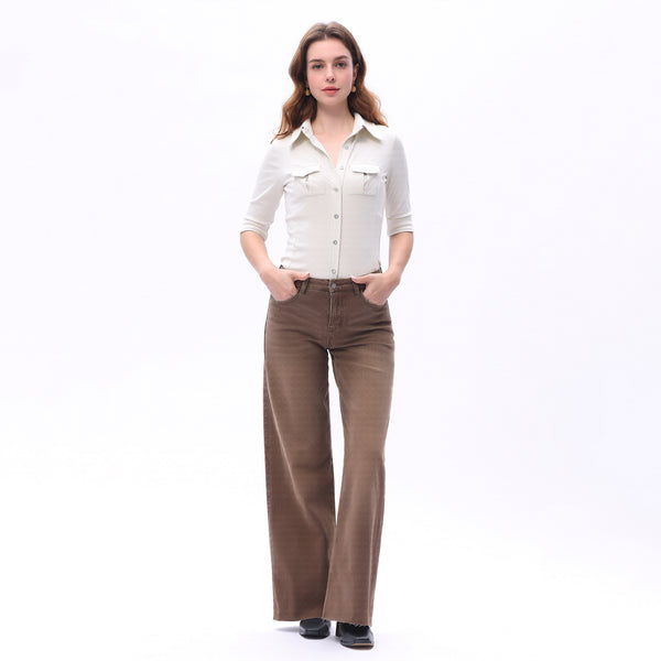 ONESO Earthy Mid Rise Wide Leg Jeans