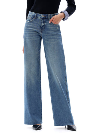 ONESO Women Retro Mid Rise Wide Leg Jeans