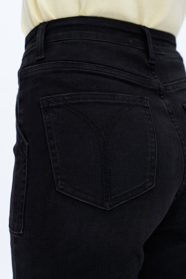 Utility Patch Pocket High Rise Wide Leg Jeans