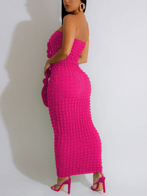 Strapless Bubble Bodycon Dress