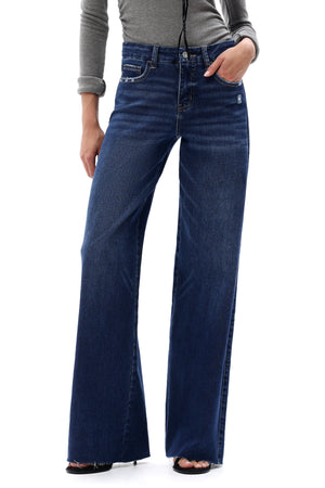 ONESO Women Coastal-Inspired Mid Rise Wide Leg Jeans