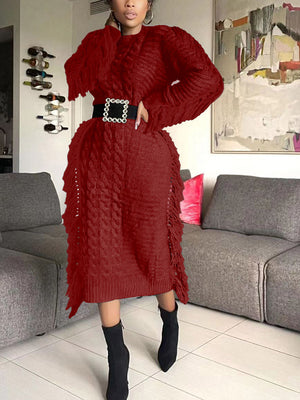 Knitted Tassel Sweater Dress