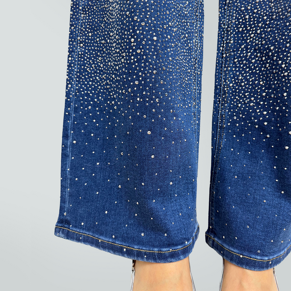 SHAPUM Midnight Shimmer Ombre Wide Leg Jeans