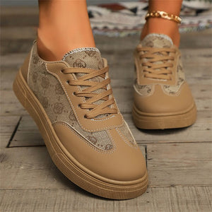 Flat Printed Casual Round Toe Sneakers