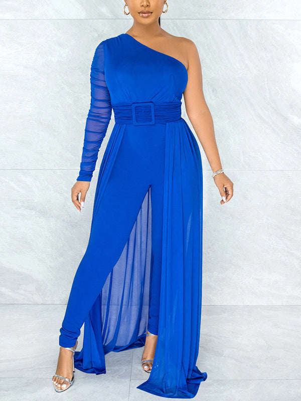 Mesh One Shoulder Jumpsuit