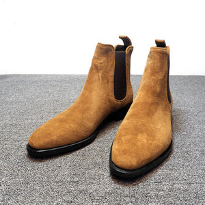 Men's Faux Deerskin Chelsea Casual Mens Boots