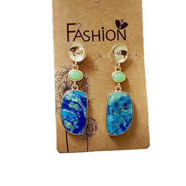 Blue Ocean Stone Earrings