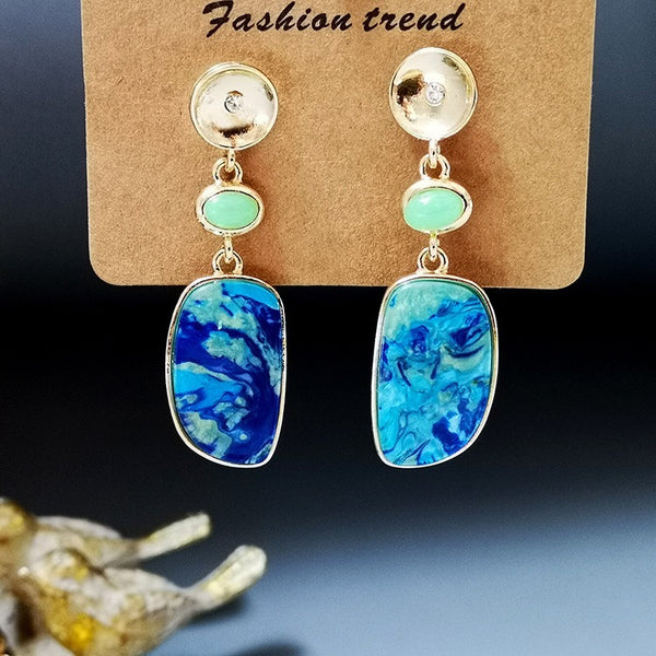 Blue Ocean Stone Earrings