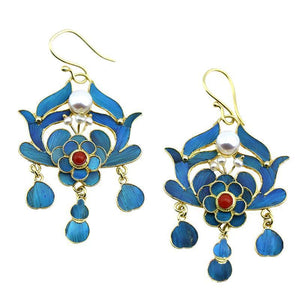 Cloisonne Imitation Emerald Earrings