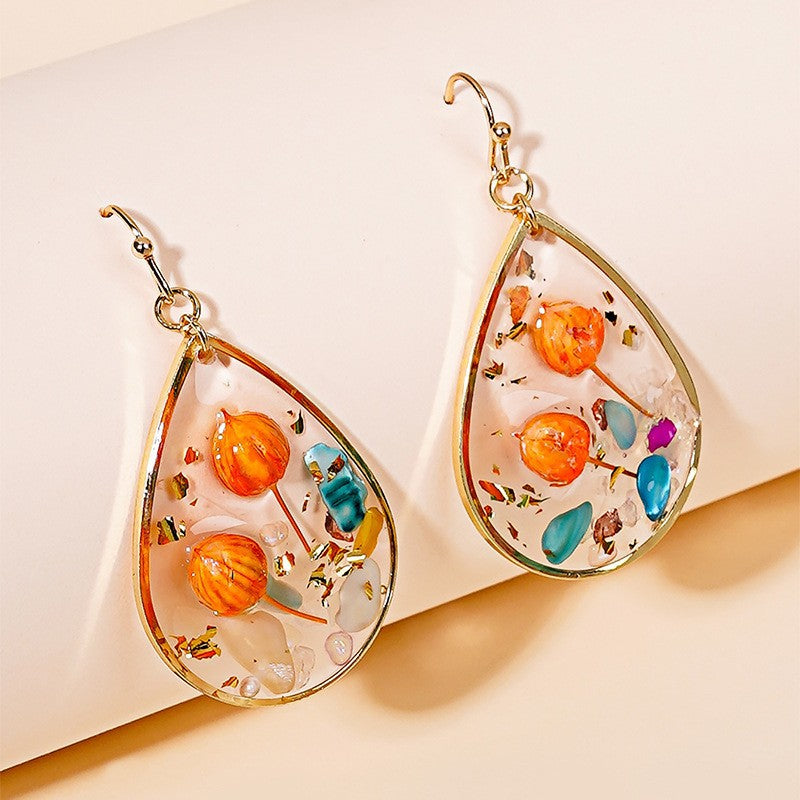 Droplet Shaped Dried Flower Earrings