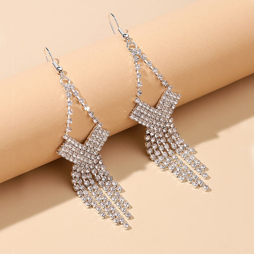 Square Hollow Tassel  Earrings