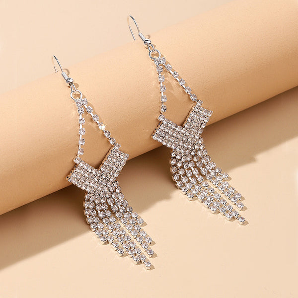 Square Hollow Tassel  Earrings