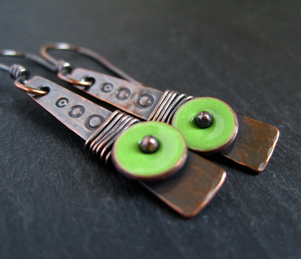 Retro Semitic Enamel Earrings