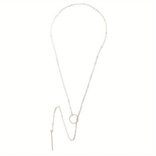 Golden and Silvery Chain Metal Circle Necklace, Simple and Fashionable, Perfect for Gift and Daily Wear