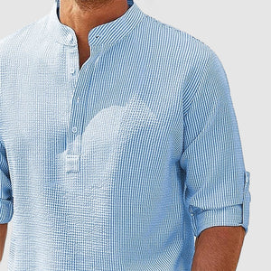 Men's Casual Beach Everyday Pineapple Textured Cotton Shirt