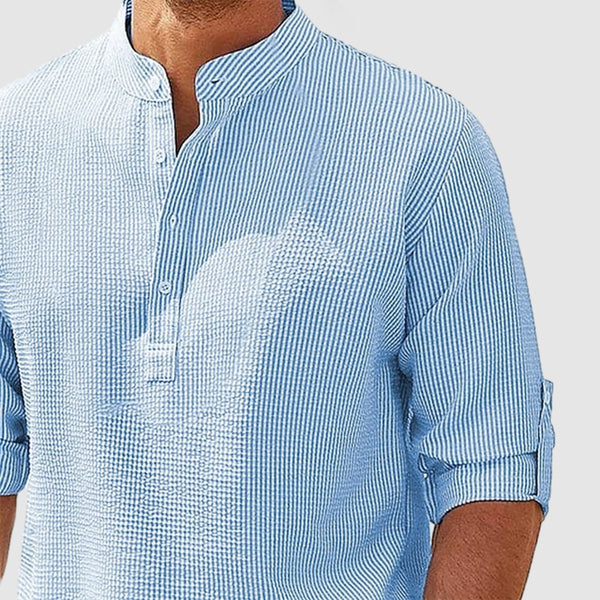 Men's Casual Beach Everyday Pineapple Textured Cotton Shirt