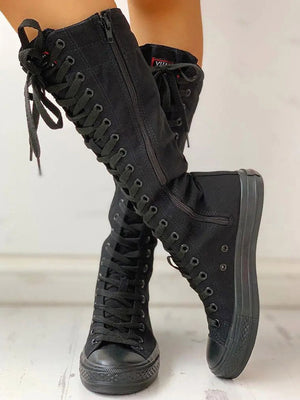 Lace-up Canvas Boots