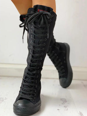 Lace-up Canvas Boots