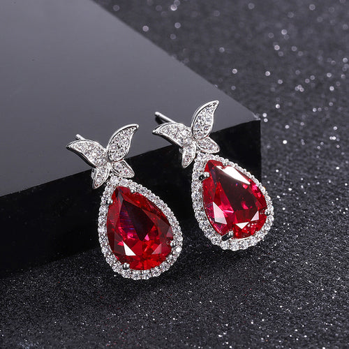 Butterfly  Water Droplet Shape Earrings