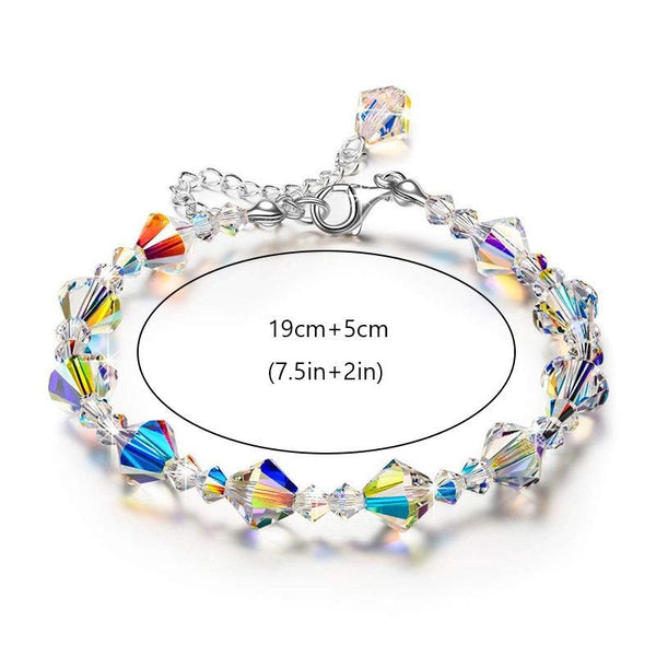 Vibrant Colorful Crystal Bracelet - 19cm + 5cm Extender (7.5in + 2in), Simple & Fashionable Design, Perfect Gift for Any Occasion