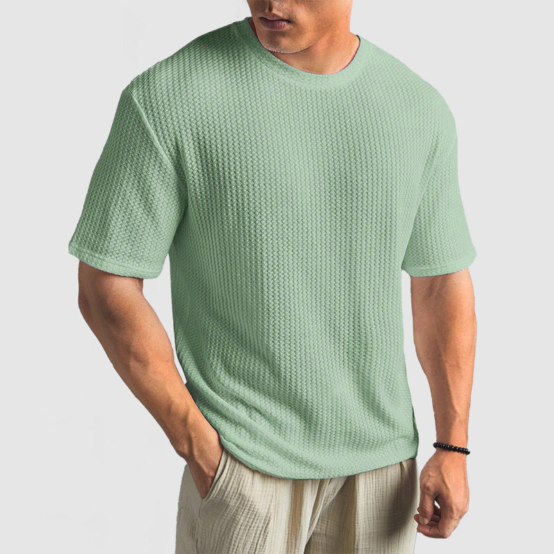 Men's Casual Knit Textured Breathable Crew Neck T-Shirt