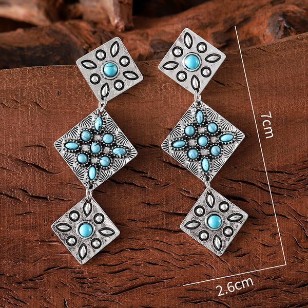 Vintage Diamond Turquoise Earrings