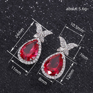 Butterfly  Water Droplet Shape Earrings