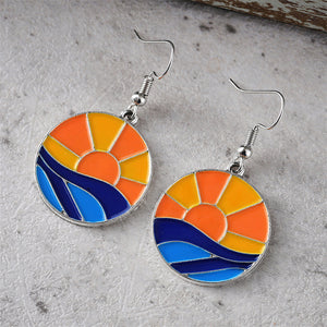 Sunset Ocean Round Earrings